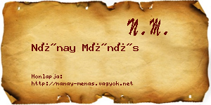 Nánay Ménás névjegykártya